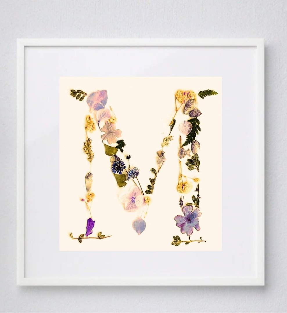 Pressed Floral Monogram Initial