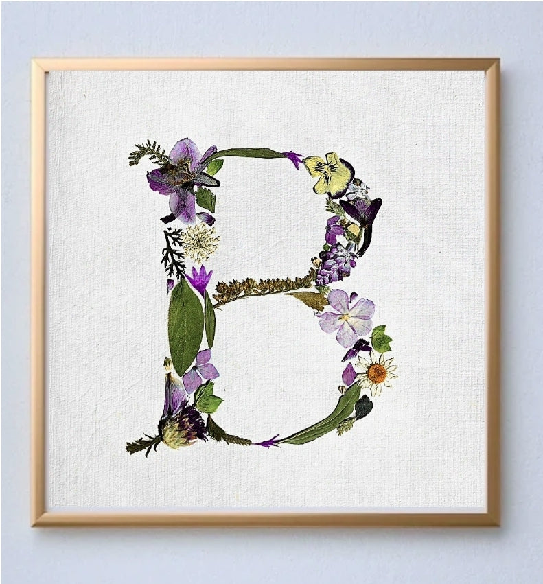 Pressed Floral Monogram Initial